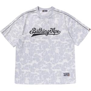 Футболка Bape Camo Stripe Baseball Logo Relaxed Fit A BATHING APE, серый