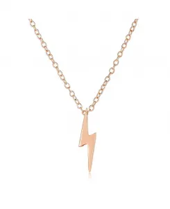 Минималистичное геометрическое ожерелье с подвеской в виде молнии и фианитом из позолоченного серебра Bling Jewelry, rose