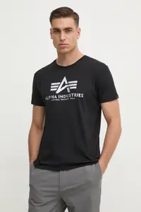 Хлопковая футболка Alpha Industries, черный