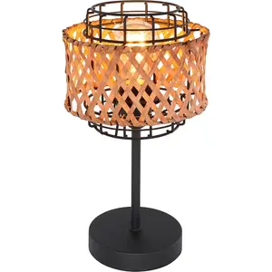 Настольная лампа GINA E27, 1 шт. Настольный светильник/бамбук/плетение/винтаж/гостиная/спальня Globo Lighting, черный