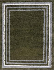 Ковер SAFAVIEH, 244 x 305 см,  - коллекция Border & Stripe Shag - большой - зеленый, без линьки и легкий в уходе, ультраплюшевый густой ворс, идеально для гостиной, спальни, столовой (BSP251Y)