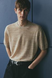 Футболка из тонкой вязки, стандартного кроя H&M, бежевый