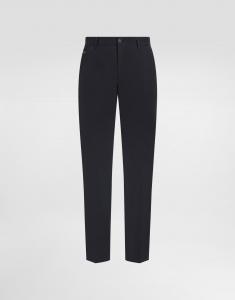 Брюки из эластичного хлопка с фирменной нашивкой Dolce & Gabbana, синий