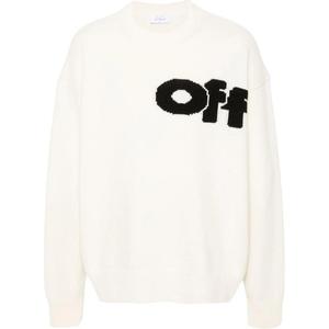 Свитер с интарсией логотипа OFF-WHITE, бежевый