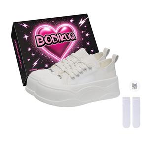 Boldi Kuki Женские низкие скейтерские туфли для увеличения роста бежевые эксклюзивная коробка и носки, цвет Beige (Exclusive Box+Socks)