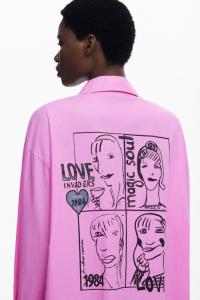 Женская футболка оверсайз с комиксами Desigual, Pink