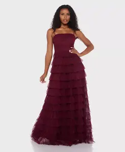 Платье Junior на тонких бретельках с квадратным вырезом и оборками B Darlin, красный