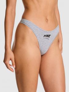 Хлопковые трусики-стринги с высоким вырезом Pink, smooth medium heather grey pink bats graphic