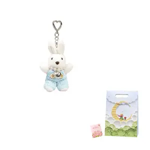 Роскошный свитер ручной работы с жемчужной цепочкой, плюшевый кулон в виде кролика высотой 12см Jinnew, белый