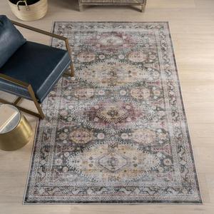 Ковер nuLOOM, 153 x 244 см, с машинной стиркой, водонепроницаемой поверхностью, устойчивый к пяткам, винтажный традиционный ковер для гостиной, столовой, офиса, Rora Sage