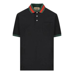 Рубашка поло cotton piquet polo with web collar 'black' Gucci, черный