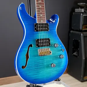 PRS SE Custom 24 полупустотелый с пьезопикапом, цвет Lake Blue