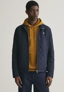 Стеганая куртка Gant "QUILTED WINDCHEATER", с ромбовидной стежкой, синий