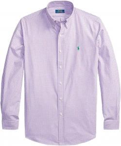 POLO RALPH LAUREN Мужская классическая рубашка Poplin Sport, Basic Checkered Lavender/White.