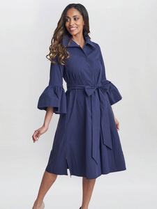 Платье-рубашка миди из тафты melinda Gina Bacconi, темно-синий