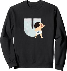 Крейон Шин-чан: Веселье! Учись от А до Я. Толстовка с буквой U Crayon Shinchan, черный