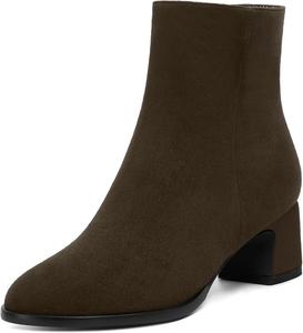 Женские ботинки SKYSTERRY на молнии, с круглым носком, замшевые, для улицы, вечерние, с массивным низким каблуком, до щиколотки, 2 дюйма