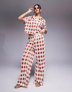 Пляжные брюки, связанный крючком, кремового и ржавого цветов South Beach