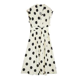 ELLE Платье женское короткий рукав в горошек