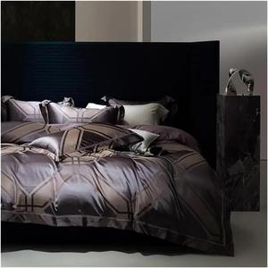 YUSIWOAL Комплект постельного белья Peacock Blue Gray Purple из сатина и египетского хлопка