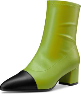 Ботильоны Castamere с массивным каблуком средней высоты, заостренным носком и закрытым мысом, короткие с молнией, для вечеринок, базовая классика, каблук 2,0 дюйма, Green