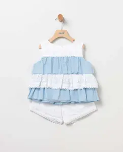 Комплект из 2-х предметов для девочки с вышивкой и фатином Coco Acqua, синий
