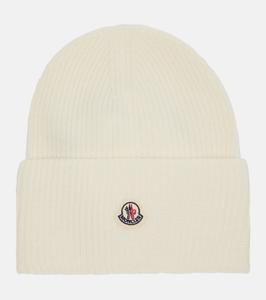 Шапочка из натуральной шерсти, ребристая вязка Moncler, белый