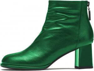 Женские ботильоны YDN с закругленным носком, средней устойчивой пяткой, короткие ботинки с задней молнией, удобные обувные варианты, размеры 4-15 US, Green