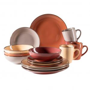 Сервировочный набор Kombiservice МЕТАЛЛИЧЕСКИЙ КАНТ, посуда, каменная керамика Mäser, красный/мультиколор