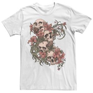 Мужская футболка с рисунком Garden of Skulls Flowers Licensed Character, белый