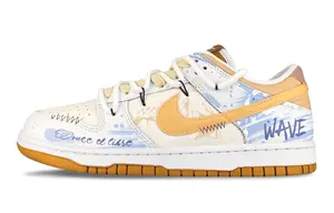 Nike Кроссовки для скейтбординга Dunk Dark Curry Bubble Island, устойчивые к истиранию, низкие, унисекс, сине-оранжевые