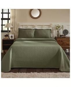 Всесезонный комплект из трех предметов покрывала Fleur De Lis Medallion из 100% хлопка, размер King Superior, зеленый