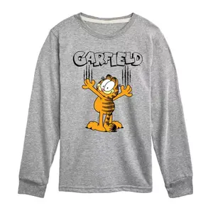 Футболка с длинным рукавом и принтом «Гарфилд Царапины» для мальчиков 8-20 лет Licensed Character, серый