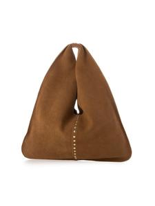 Cachecache / Миниатюрная замшевая сумка-хобо с заклепками