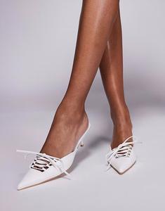 Туфли Public Desire Geneva на остром каблуке-рюмочке со шнуровкой белого цвета