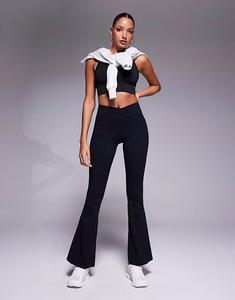 Расклешенные леггинсы Bo+Tee с перекрестной талией черного цвета
