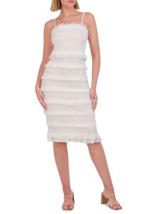 Платье-миди со сборками и облегающим лифом Vince Camuto, слоновая кость