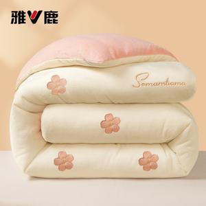 Yalu Теплое одеяло 200х230 см, молочный бархат, наполнитель хлопок, вес 5 кг, цвет Milkshake White + Cherry Pink