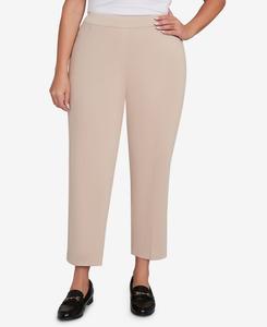 Брюки из саржи большого размера Saratoga Springs с боковыми карманами, укороченные Alfred Dunner, Tan Heather