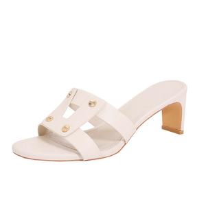 Резиновые тапочки-слайды женские CAOT, Ecru 6Cm