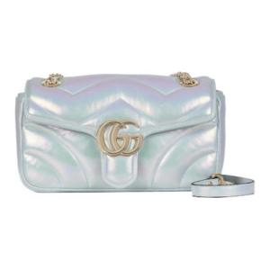 GUCCI Сумка GG Marmont стеганая кожаная кросс-боди, маленькая женская наплечная сумка переливающийся синий