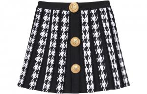 Хаундстут плиссированная вязаная мини-юбка 'Noir/Blanc' BALMAIN, черный