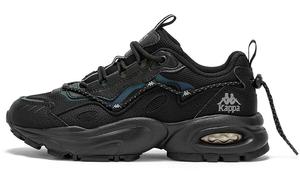 Амортизирующие противоскользящие и износостойкие низкие массивные кроссовки унисекс Black Silver Kappa, Black/Silver-990