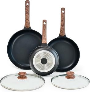 Набор сковородок Mojire с антипригарным покрытием и крышками, 3 предмета, черный