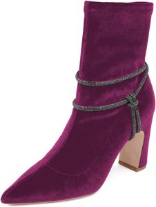 Женские вечерние ботильоны XYD с узелковым ремешком, широким каблуком, заостренным носком, ботинки до щиколотки с боковой молнией, элегантная обувь для мероприятий