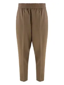 Шерстяные брюки с эластичным поясом Brunello Cucinelli, коричневый