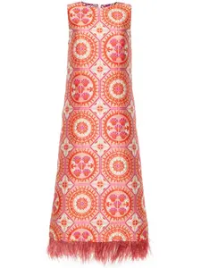 Платье миди Column с перьями La DoubleJ, оранжевый