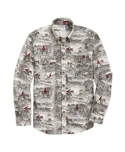 Фланелевая рубашка прямого кроя с принтом и воротником на пуговицах. Brooks Brothers, мультиколор