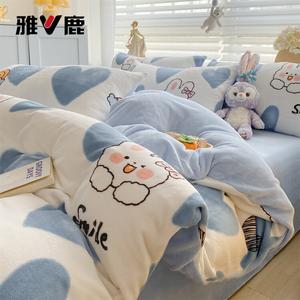 Yalu Пододеяльник 200х230 см из молочного велюра, утолщенный флис, быстрый нагрев