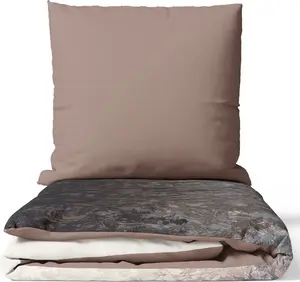 Комплект постельного белья из 2 предметов из хлопка 135x200 см Renforce бежевый коричневый черный растительный Двусторонний комплект постельного белья с застежкой-молнией leonado vicenti